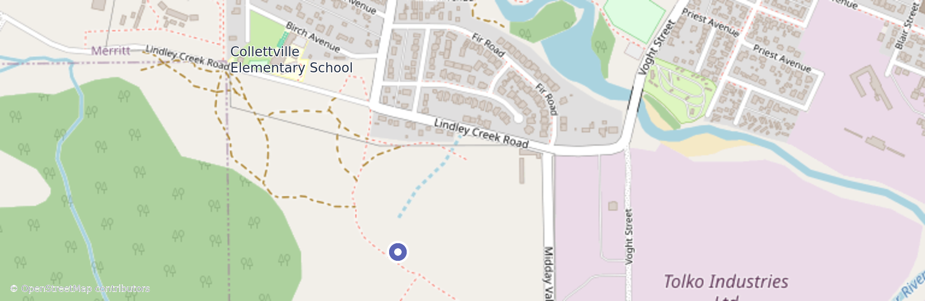 Detailed static OpenStreetMap centred on Merritt IT's location, Plus Code 454V+W2, with adjacent streets and Collettville Elementary School